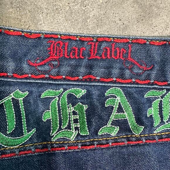 Vintage Y2K Blac Label Affliction Jorts Mens 38" Heavily Embroidered Jean Shorts - Picture 4 of 7